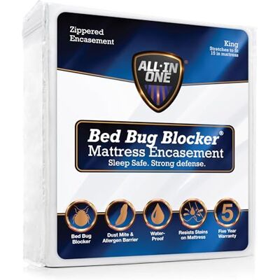 Bed Bug Blocker Protège-matelas hypoallergénique tout-en-un silencieux résistant à l'eau avec fermeture éclair pour aider à protéger contre les insectes, les acariens et les allergènes, très grand lit Bed Bug Blocker Protège-matelas hypoallergénique tout-en-un silencieux résistant à l'eau avec fermeture éclair pour aider à protéger contre les insectes, les acariens et les allergènes, très grand lit