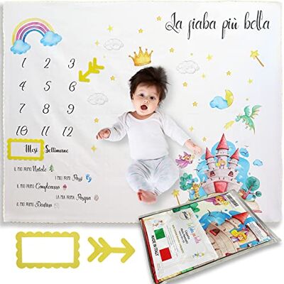 ANDY & HELEN Couverture mois pour bébé 100% coton, fabriquée en Italie, pour homme et femme, avec marqueurs, 103 x 135 cm ANDY & HELEN Couverture mois pour bébé 100% coton, fabriquée en Italie, pour homme et femme, avec marqueurs, 103 x 135 cm