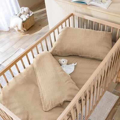 Terre de Nuit Housse de Couette bébé 80x120 Gaze de Coton Beige NOA Terre de Nuit Housse de Couette bébé 80x120 Gaze de Coton Beige NOA
