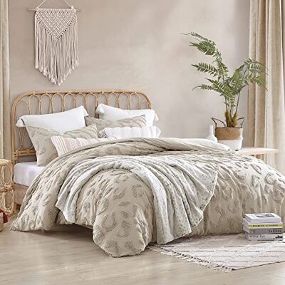 Peri Home Parure de lit 3 pièces 100% coton et taies d'oreiller en chenille de lin, motif léopard, très grand lit Peri Home Parure de lit 3 pièces 100% coton et taies d'oreiller en chenille de lin, motif léopard, très grand lit