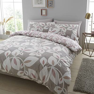 Catherine Lansfield Inga Leaf Blush Housse de couette + taie d'oreiller pour lit de 150 cm 240 x 220 + 2 (50 x 85) Catherine Lansfield Inga Leaf Blush Housse de couette + taie d'oreiller pour lit de 150 cm 240 x 220 + 2 (50 x 85)