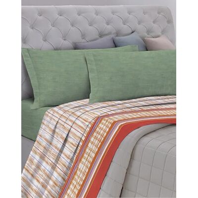 GEMITEX Parure de lit fabriquée en Italie en 100% coton DIS. 09/1004 écossais orange, lit double, ligne coton, couleur orange, avec traitement anti-boulochage et hypoallergénique GEMITEX Parure de lit fabriquée en Italie en 100% coton DIS. 09/1004 écossais orange, lit double, ligne coton, couleur orange, avec traitement anti-boulochage et hypoallergénique