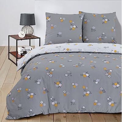 Vision Leyla Flores Parure de lit réversible 100 % coton Lit double (200 x 200 cm) Housse de couette et 2 taies d'oreiller (65 x 65 cm) Douce et confortable Certifié Oeko-Tex Vision Leyla Flores Parure de lit réversible 100 % coton Lit double (200 x 200 cm) Housse de couette et 2 taies d'oreiller (65 x 65 cm) Douce et confortable Certifié Oeko-Tex