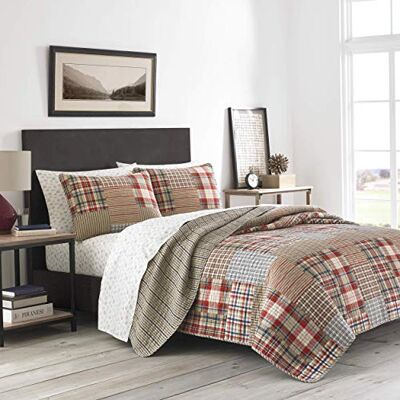 Eddie Bauer Parure de lit réversible en coton avec taies d'oreiller assorties, décoration d'intérieur légère pour toutes les saisons (marron aubépine, très grand lit) Eddie Bauer Parure de lit réversible en coton avec taies d'oreiller assorties, décoration d'intérieur légère pour toutes les saisons (marron aubépine, très grand lit)