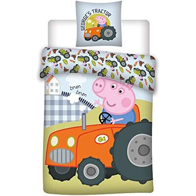 BrandMac 036 Peppa Pig Parure de lit réversible, Housse de Coussin 40 x 60 cm + Housse de Couette 100 x 135 cm, 100% Coton Eco-Tex BrandMac 036 Peppa Pig Parure de lit réversible, Housse de Coussin 40 x 60 cm + Housse de Couette 100 x 135 cm, 100% Coton Eco-Tex