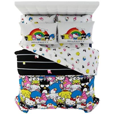Franco Collectibles Sanrio Parure de lit 7 pièces super douce avec couvre-oreiller, motif Hello Kitty & Friends (produit sous licence officielle) Franco Collectibles Sanrio Parure de lit 7 pièces super douce avec couvre-oreiller, motif Hello Kitty & Friends (produit sous licence officielle)