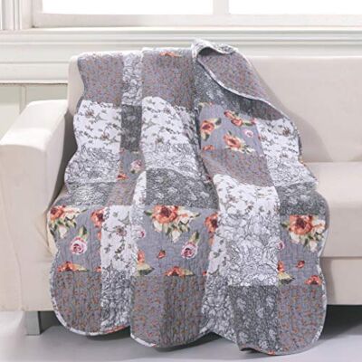 Greenland Home Fashions Barefoot Bungalow Couverture en microfibre avec envers en 60% polyester et 40% coton, gris, 127 x 152,4 cm Greenland Home Fashions Barefoot Bungalow Couverture en microfibre avec envers en 60% polyester et 40% coton, gris, 127 x 152,4 cm