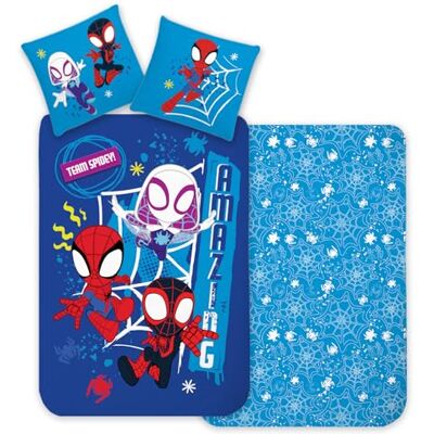 Disney Spidey Amis Extraordinaires Housse de Couette 140x200 + Taie 65x65 Coton Parure de lit réversible 1 personne Trio prêt à bondir Coton naturel respirant Oeko-Tex Licence Marvel Disney Spidey Amis Extraordinaires Housse de Couette 140x200 + Taie 65x65 Coton Parure de lit réversible 1 personne Trio prêt à bondir Coton naturel respirant Oeko-Tex Licence Marvel