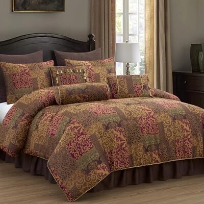 Chezmoi Collection Amelia Parure de lit 9 pièces en jacquard floral pour très grand lit californien Chezmoi Collection Amelia Parure de lit 9 pièces en jacquard floral pour très grand lit californien