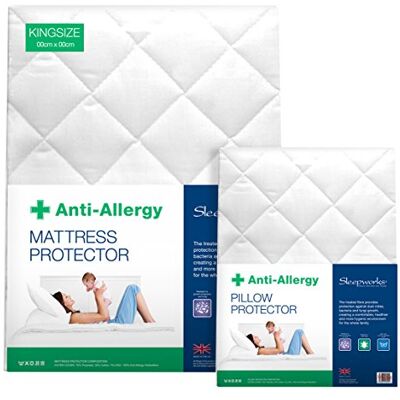 SW Living Sleepworks Protège-matelas matelassé hypoallergénique en polyester et coton pour lit simple Blanc SW Living Sleepworks Protège-matelas matelassé hypoallergénique en polyester et coton pour lit simple Blanc