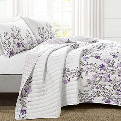 Lush Decor Tanisha Parure de lit réversible 5 pièces, gris et violet, lit double/grand lit Lush Decor Tanisha Parure de lit réversible 5 pièces, gris et violet, lit double/grand lit