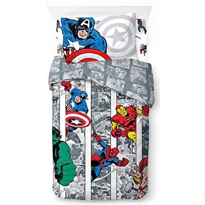 Jay Franco Parure de lit 3 pièces Marvel Comic Cool 100 % coton 135 x 200 cm avec housse de couette + drap housse de couette 90 x 200 cm + taie d'oreiller 50 x 200 cm Jay Franco Parure de lit 3 pièces Marvel Comic Cool 100 % coton 135 x 200 cm avec housse de couette + drap housse de couette 90 x 200 cm + taie d'oreiller 50 x 200 cm