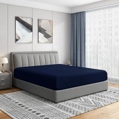 Cathay Home Drap-housse Queen size – Brossé double ultra doux – Infroissable et résistant à la décoloration – Drap-housse avec poche standard de 35,6 cm uniquement – Conçu sur mesure pour matelas de 30,5 à 40,6 cm de profondeur (grand lit, bleu marine) Cathay Home Drap-housse Queen size – Brossé double ultra doux – Infroissable et résistant à la décoloration – Drap-housse avec poche standard de 35,6 cm uniquement – Conçu sur mesure pour matelas de 30,5 à 40,6 cm de profondeur (grand lit, bleu marine)