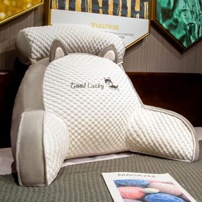 LANPEW Reading Coussin de dossier avec accoudoirs, coussin de lecture pour lit, fauteuil de lit, coussin de dossier, support dorsal, cadeau pour lire, travailler et jouer (velours de haricot gris, 75 LANPEW Reading Coussin de dossier avec accoudoirs, coussin de lecture pour lit, fauteuil de lit, coussin de dossier, support dorsal, cadeau pour lire, travailler et jouer (velours de haricot gris, 75