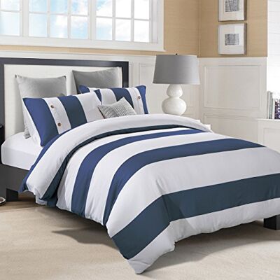 Superior Home City Parure de lit Blanc/bleu – Eastern King Superior Home City Parure de lit Blanc/bleu – Eastern King