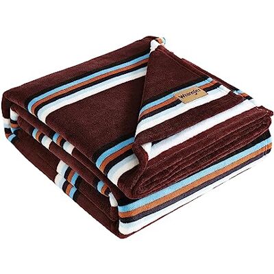 Wrangler Couverture réversible en polaire ultra douce et en peluche – Décoration d'intérieur légère pour toutes saisons – Lit simple, rayures rouge selle occidentale Wrangler Couverture réversible en polaire ultra douce et en peluche – Décoration d'intérieur légère pour toutes saisons – Lit simple, rayures rouge selle occidentale