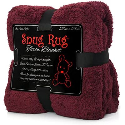 Snug Rug Couverture de canapé, plaid polaire – Original Luxury – Sherpa – Polaire chaude – 127 x 178 cm – Rouge mûrier Snug Rug Couverture de canapé, plaid polaire – Original Luxury – Sherpa – Polaire chaude – 127 x 178 cm – Rouge mûrier