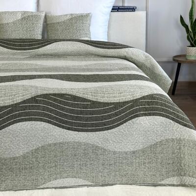 Euromat SY-7630 Couvre-lit matelassé avec 2 taies d'oreiller 40 x 40 cm (noir et blanc, vague) SY -7630, 220 x 240 cm Euromat SY-7630 Couvre-lit matelassé avec 2 taies d'oreiller 40 x 40 cm (noir et blanc, vague) SY -7630, 220 x 240 cm