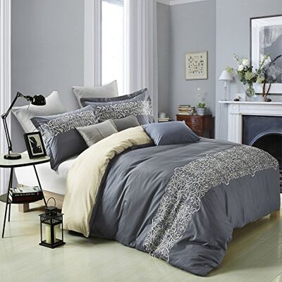 Superior Harrison Parure de lit en coton 300 fils Bleu King size Superior Harrison Parure de lit en coton 300 fils Bleu King size