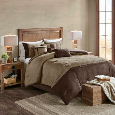 Madison Park Literie confortable en duvet alternatif pour toutes les saisons avec jupe de lit assortie, taies d'oreiller, oreiller décoratif, polyester, marron, grand lit (228,6 x 228,6 cm) Madison Park Literie confortable en duvet alternatif pour toutes les saisons avec jupe de lit assortie, taies d'oreiller, oreiller décoratif, polyester, marron, grand lit (228,6 x 228,6 cm)