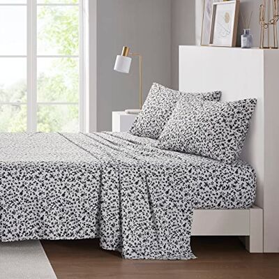 Intelligent Design Parure de lit 4 pièces en microfibre imprimée, décoration moderne et douce, poche profonde élastique, pour toutes les saisons, légère, respirante et confortable, taie d'oreiller Intelligent Design Parure de lit 4 pièces en microfibre imprimée, décoration moderne et douce, poche profonde élastique, pour toutes les saisons, légère, respirante et confortable, taie d'oreiller