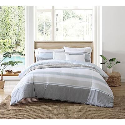 Nautica Home Eastport Collection Parure de lit 100 % coton, ultra douce et réversible, infroissable, avec 2 oreillers décoratifs, grand lit, bleu Nautica Home Eastport Collection Parure de lit 100 % coton, ultra douce et réversible, infroissable, avec 2 oreillers décoratifs, grand lit, bleu