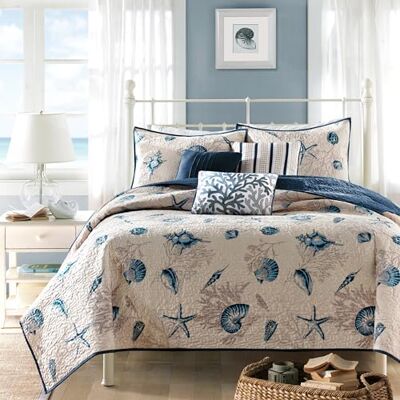 Madison Park Parure de lit Cottage Motif côtier Imprimé étoiles de mer Polyester Bayside Bleu/ivoire King size Madison Park Parure de lit Cottage Motif côtier Imprimé étoiles de mer Polyester Bayside Bleu/ivoire King size