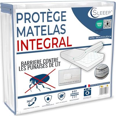 Sleeep Protège-matelas 180 x 200 cm anti-punaises de lit avec fermeture éclair imperméable certifié OekoTex Qualité hôtelière Sleeep Protège-matelas 180 x 200 cm anti-punaises de lit avec fermeture éclair imperméable certifié OekoTex Qualité hôtelière