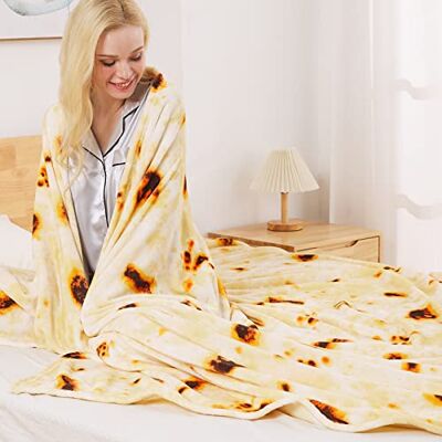 HOZY Couverture en microfibre pelucheuse pour toutes les saisons Légère, douce, confortable, antistatique, chaude Couverture à motif de burrito/tortilla Queen Size (220 x 240 cm) HOZY Couverture en microfibre pelucheuse pour toutes les saisons Légère, douce, confortable, antistatique, chaude Couverture à motif de burrito/tortilla Queen Size (220 x 240 cm)