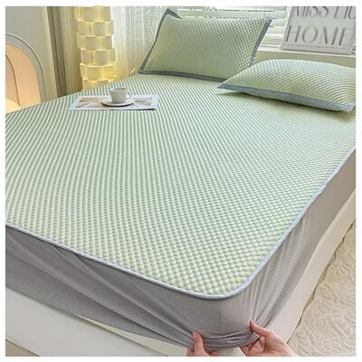 DOUZIO Linge De Lit Rafraîchissant Avec 2 Taies D'oreiller, Surmatelas Rafraîchissant Pour Lit Simple, Lit Double, Lit King, Matelas De Couchage Rafraîchissant Portatif(Size:120×200cm,Color:vert-b) DOUZIO Linge De Lit Rafraîchissant Avec 2 Taies D'oreiller, Surmatelas Rafraîchissant Pour Lit Simple, Lit Double, Lit King, Matelas De Couchage Rafraîchissant Portatif(Size:120×200cm,Color:vert-b)