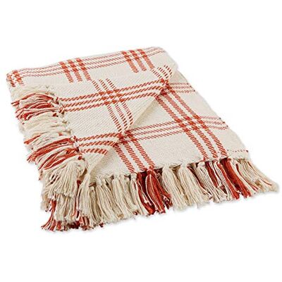 DII Farmhouse Plaid Collection Plaid en coton, 127 x 152,4 cm, rouge vintage DII Farmhouse Plaid Collection Plaid en coton, 127 x 152,4 cm, rouge vintage