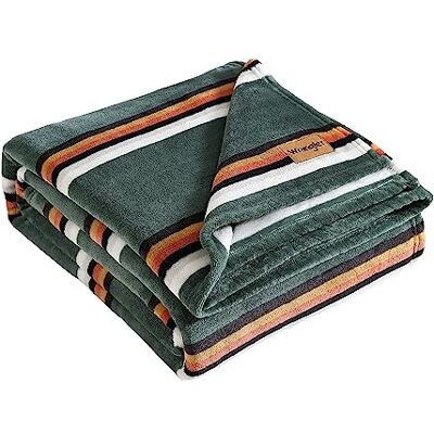 Wrangler Couverture pour grand lit, literie en molleton ultra douce et moelleuse, inspiration Yellowstone, décoration d'intérieur confortable pour lit ou canapé (rayures de selle occidentale, vert, Wrangler Couverture pour grand lit, literie en molleton ultra douce et moelleuse, inspiration Yellowstone, décoration d'intérieur confortable pour lit ou canapé (rayures de selle occidentale, vert,