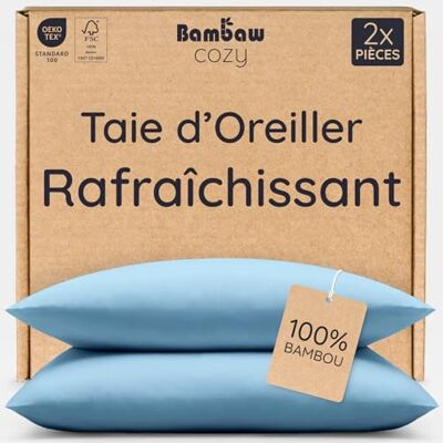 Bambaw Taie Oreiller 40x60 cm (Lot de 2), Taies d’Oreiller 100% Bambou, Taie d’Oreiller Bleu Clair, Taie Oreiller Antiacarien et Respirante, Pour la Santé des Cheveux et de la Peau Bambaw Taie Oreiller 40x60 cm (Lot de 2), Taies d’Oreiller 100% Bambou, Taie d’Oreiller Bleu Clair, Taie Oreiller Antiacarien et Respirante, Pour la Santé des Cheveux et de la Peau
