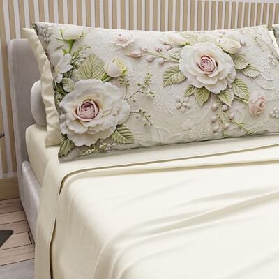 PETTI Artigiani Italiani Parure de lit en coton avec taies d'oreiller en impression numérique, drap simple, lit fantaisie 334 crème, 100% fabriqué en Italie PETTI Artigiani Italiani Parure de lit en coton avec taies d'oreiller en impression numérique, drap simple, lit fantaisie 334 crème, 100% fabriqué en Italie