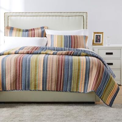 Greenland Home Fashions Greenland Home Quilt Collection Parure de lit 2 pièces en coton, prélavée, réversible, pour lit simple/simple XL, rayures multicolores (Katy) Greenland Home Fashions Greenland Home Quilt Collection Parure de lit 2 pièces en coton, prélavée, réversible, pour lit simple/simple XL, rayures multicolores (Katy)