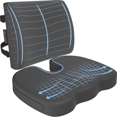 FORTEM Coussin Chaise Bureau et Soutien Dorsal, Oreiller Lombaire Mousse Mémoire, Assise et Dossier Antidérapants pour Gaming, Siège Auto, Confort Coccyx, Housse Amovible FORTEM Coussin Chaise Bureau et Soutien Dorsal, Oreiller Lombaire Mousse Mémoire, Assise et Dossier Antidérapants pour Gaming, Siège Auto, Confort Coccyx, Housse Amovible