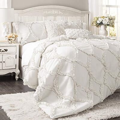 Lush Decor Avon 3 pièces Doudou Ensemble, King, Blanc Lush Decor Avon 3 pièces Doudou Ensemble, King, Blanc