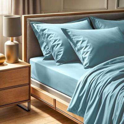 Nuit Des Rêves Premium Ranforce Double XL Fitted Sheet (140 x 200 + 30 cm) 100% coton, nombre de fils 145, bleu pétrole Lavable en machine à 30 °C, doux et durable Nuit Des Rêves Premium Ranforce Double XL Fitted Sheet (140 x 200 + 30 cm) 100% coton, nombre de fils 145, bleu pétrole Lavable en machine à 30 °C, doux et durable