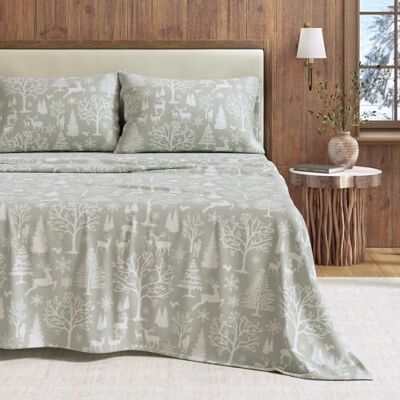 Great Bay Home Winter Lodge Parure de lit 3 pièces 100% coton turc Draps de lit et taies d'oreiller en flanelle imprimée double (lit simple, bois enchanté – Bleu) Great Bay Home Winter Lodge Parure de lit 3 pièces 100% coton turc Draps de lit et taies d'oreiller en flanelle imprimée double (lit simple, bois enchanté – Bleu)