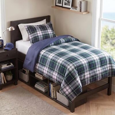 Madison Park Essentials – Parure de lit à carreaux assortie, housse anti-taches 3M, hypoallergénique pour toutes les saisons, en microfibre, bleu marine, lit simple/lit simple XL Madison Park Essentials – Parure de lit à carreaux assortie, housse anti-taches 3M, hypoallergénique pour toutes les saisons, en microfibre, bleu marine, lit simple/lit simple XL