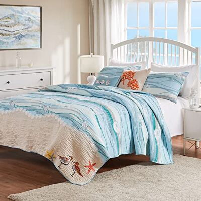 Greenland Home Fashions Greenland Home GL-1512ABSK Lot de 5 courtepointes Maui Bonus King Greenland Home Fashions Greenland Home GL-1512ABSK Lot de 5 courtepointes Maui Bonus King