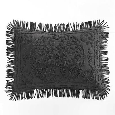 Beatrice Home Fashions Couvre-lit, chenille, anthracite, taie d'oreiller standard Beatrice Home Fashions Couvre-lit, chenille, anthracite, taie d'oreiller standard