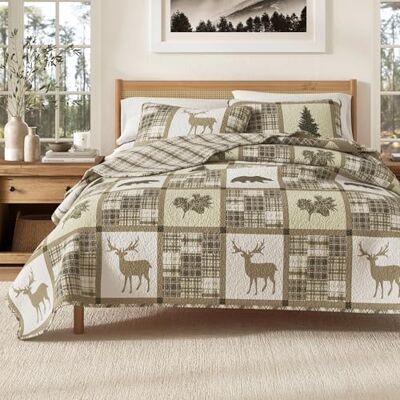 Great Bay Home Stonehurst Collection Stonehurst Parure de lit 2 pièces réversible toutes saisons pour enfant avec 1 taie d'oreiller Motif lodge Great Bay Home Stonehurst Collection Stonehurst Parure de lit 2 pièces réversible toutes saisons pour enfant avec 1 taie d'oreiller Motif lodge