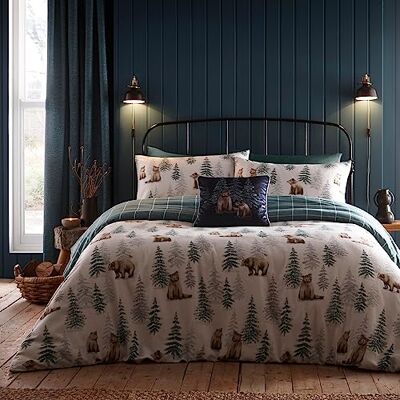 DREAMS AND DRAPES Dreams & Drapes Lodge – Bear Walks – Parure de lit en coton brossé – Lit super king size en naturel DREAMS AND DRAPES Dreams & Drapes Lodge – Bear Walks – Parure de lit en coton brossé – Lit super king size en naturel