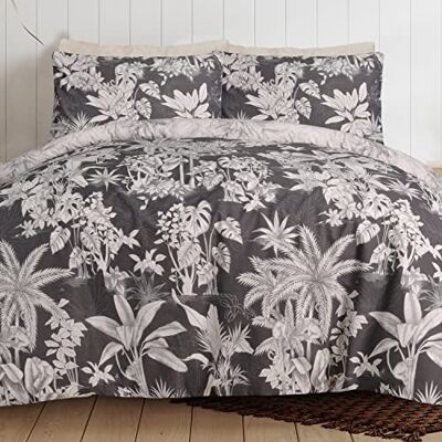 Sleepdown Parure de lit réversible avec housse de couette et taies d'oreiller Motif singe tropical Noir Super King size (260 x 200 cm) Sleepdown Parure de lit réversible avec housse de couette et taies d'oreiller Motif singe tropical Noir Super King size (260 x 200 cm)