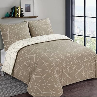 Vision Parure de lit Réversible 100% Coton Flanelle Hugo Beige Set de Housse de Couette 200 x 200 cm avec 2 taies d'oreiller pour lit 2 Personnes Flanelle: Doux et Chaud Oekotex Vision Parure de lit Réversible 100% Coton Flanelle Hugo Beige Set de Housse de Couette 200 x 200 cm avec 2 taies d'oreiller pour lit 2 Personnes Flanelle: Doux et Chaud Oekotex
