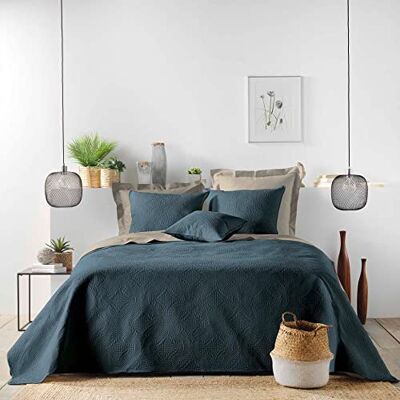 Douceur d'Intérieur , Couvre Lit Matelassé (220 X 240 Cm) Romane Bleu, Microfibre Unie Douceur d'Intérieur , Couvre Lit Matelassé (220 X 240 Cm) Romane Bleu, Microfibre Unie