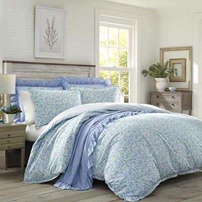 Laura Ashley Parure de lit de luxe ultra douce, légère et confortable, design élégant pour décoration d'intérieur, coton, vert d'hiver, lit double Laura Ashley Parure de lit de luxe ultra douce, légère et confortable, design élégant pour décoration d'intérieur, coton, vert d'hiver, lit double