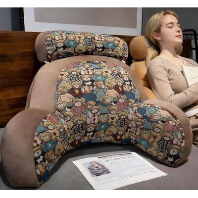 LANPEW Coussin de dossier pour lit et canapé, avec accoudoirs, ergonomique, pour adulte, respirant et respirant, avec housse amovible Pour lecture Petit ours marron 80 x 60 cm LANPEW Coussin de dossier pour lit et canapé, avec accoudoirs, ergonomique, pour adulte, respirant et respirant, avec housse amovible Pour lecture Petit ours marron 80 x 60 cm