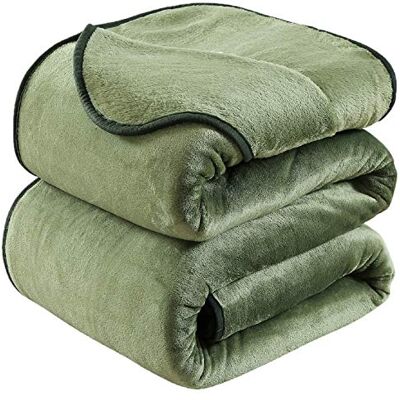 HOZY Couverture épaisse en polaire 220 x 240 cm, verte, douce et chaude Couverture de lit double et plaid de canapé en flanelle Réversible sur les deux faces HOZY Couverture épaisse en polaire 220 x 240 cm, verte, douce et chaude Couverture de lit double et plaid de canapé en flanelle Réversible sur les deux faces